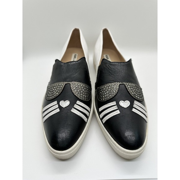 Karl Lagerfeld Paris Slip-On Avery Cat Leather Sneakers Size‎ 6.5M Black Casual - Picture 1 of 10